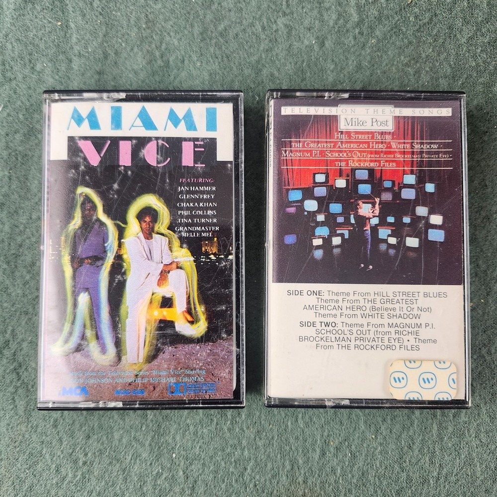 2 Cassette Lot: Miami Vice‎ - Music From the Television Series & TV Theme Songs